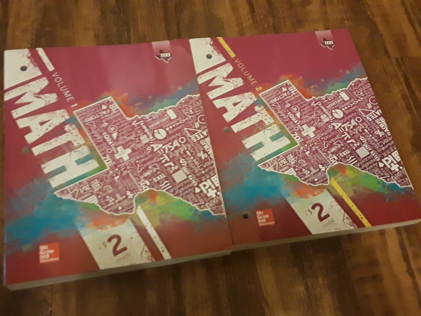Texas Math TEKS Course 2 Volume 1 and Volume 2 Books by McGraw-Hill Education 