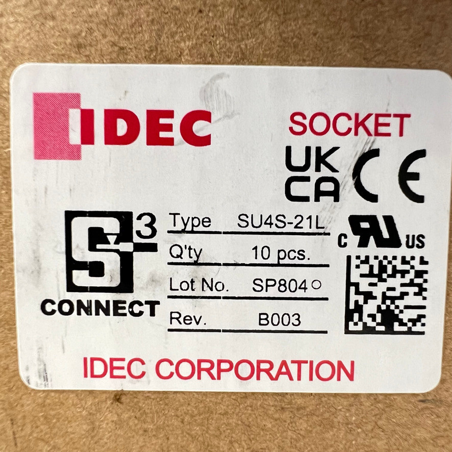 IDEC Push-In 4-Pole Socket Universal Relay , 300V , 8A , SU4S-21L , 10 Pieces