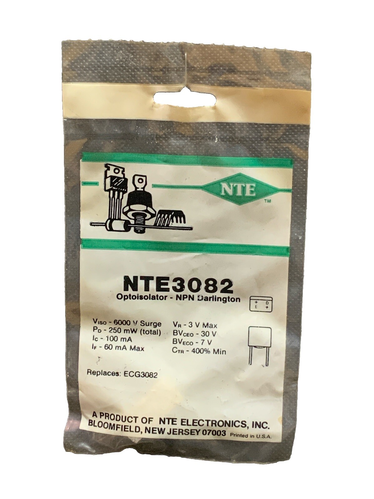NTE3082 Optoisolator - NPN Darlington Replaces ECG3082