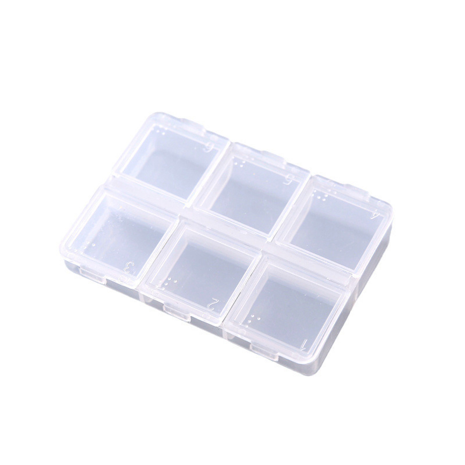 6 Pcs Clear Plastic Organizer Box Case 6 Grids Jewelry Storage Container 3.2"