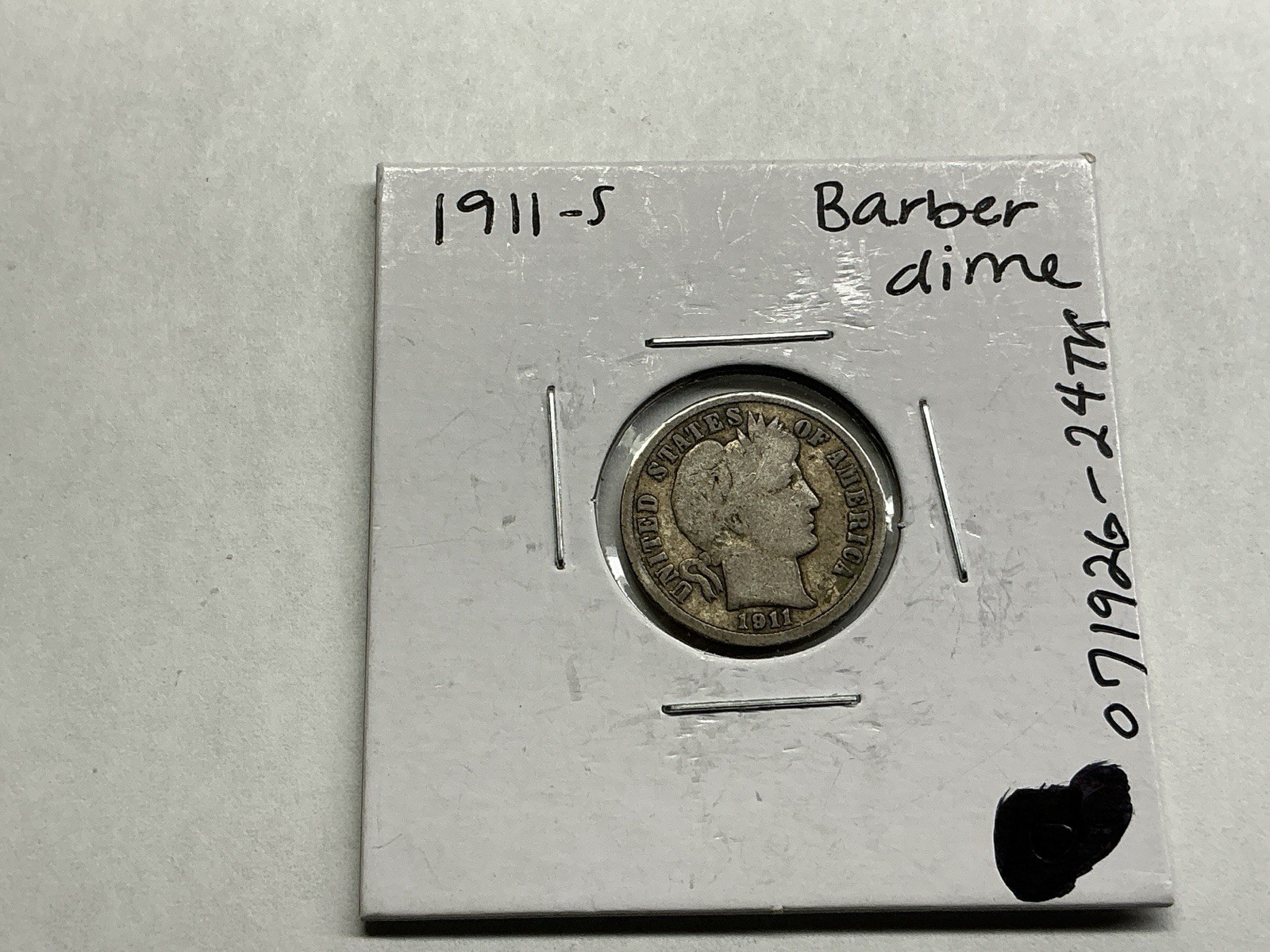 1911 S Barber 90% Silver Dime from San Francisco Mint 071926 24tk
