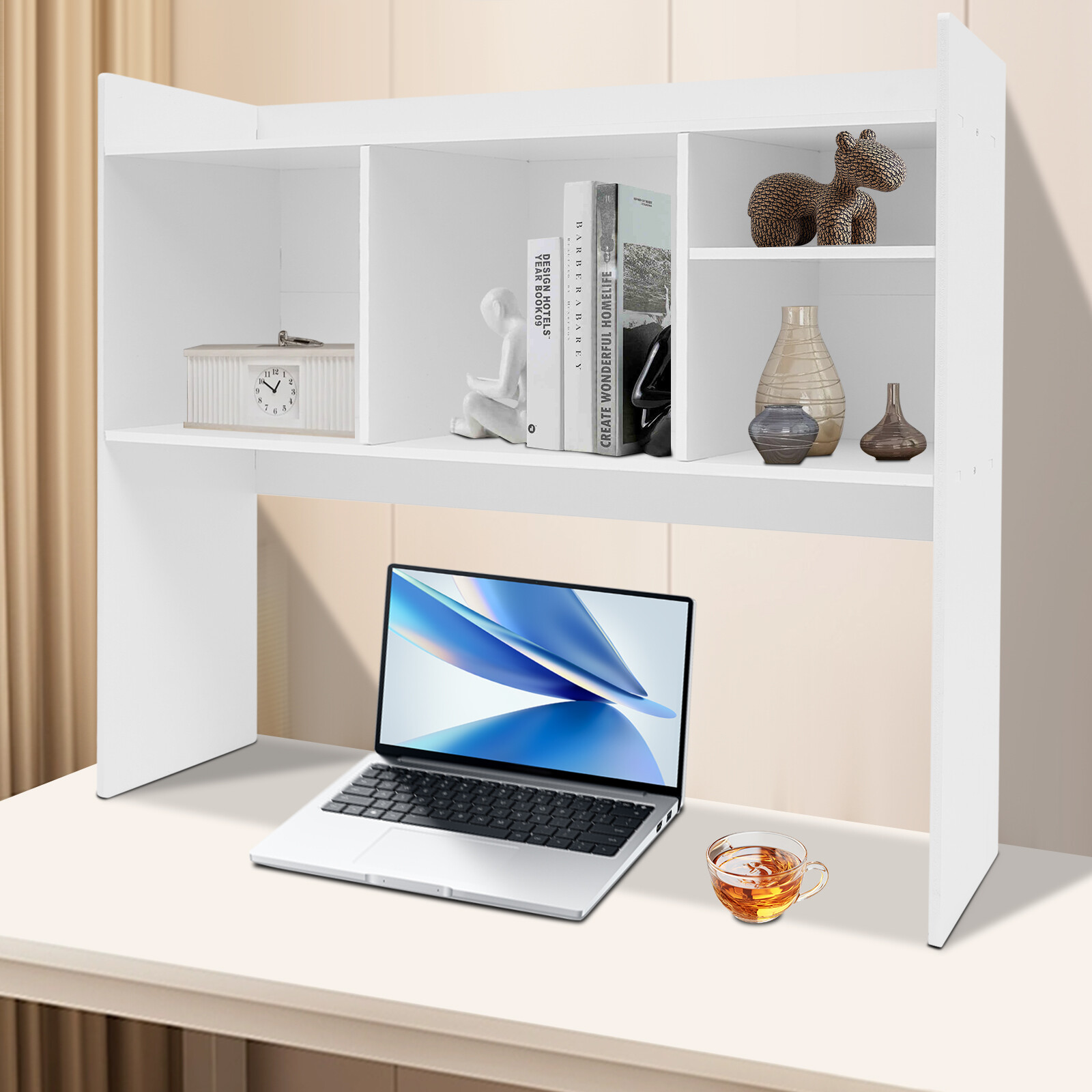 6 Grids Desk Bookshelf Desktop Storage Organizer Display Shelf Rack Dorm Office