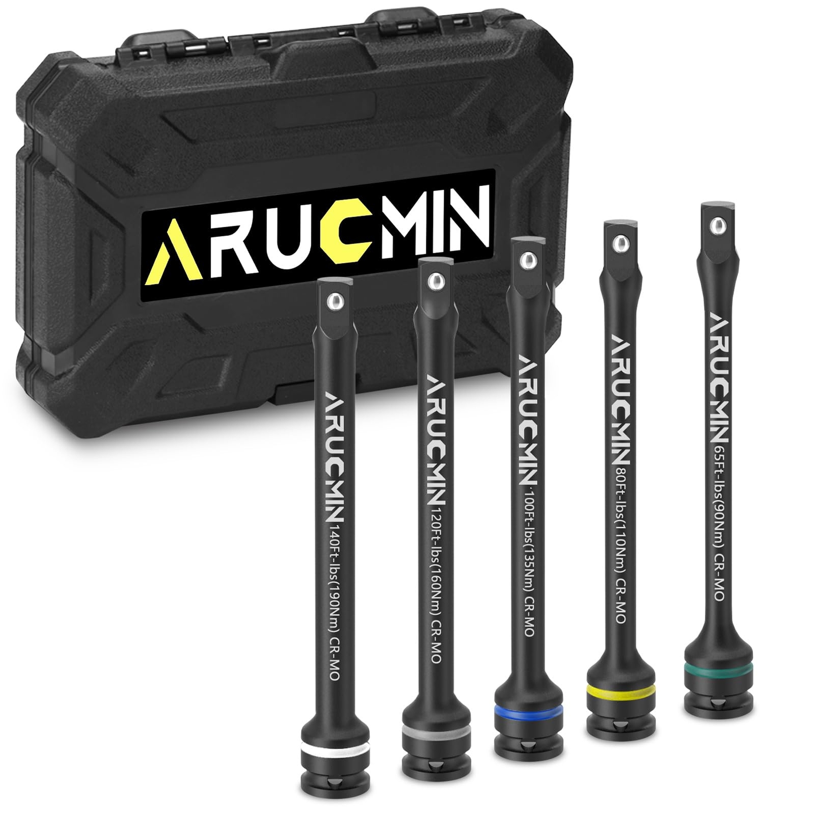 1/2" Drive Torque Limiting Extension Bar Set 5piece Lug Nut Torque Stick Set Wit