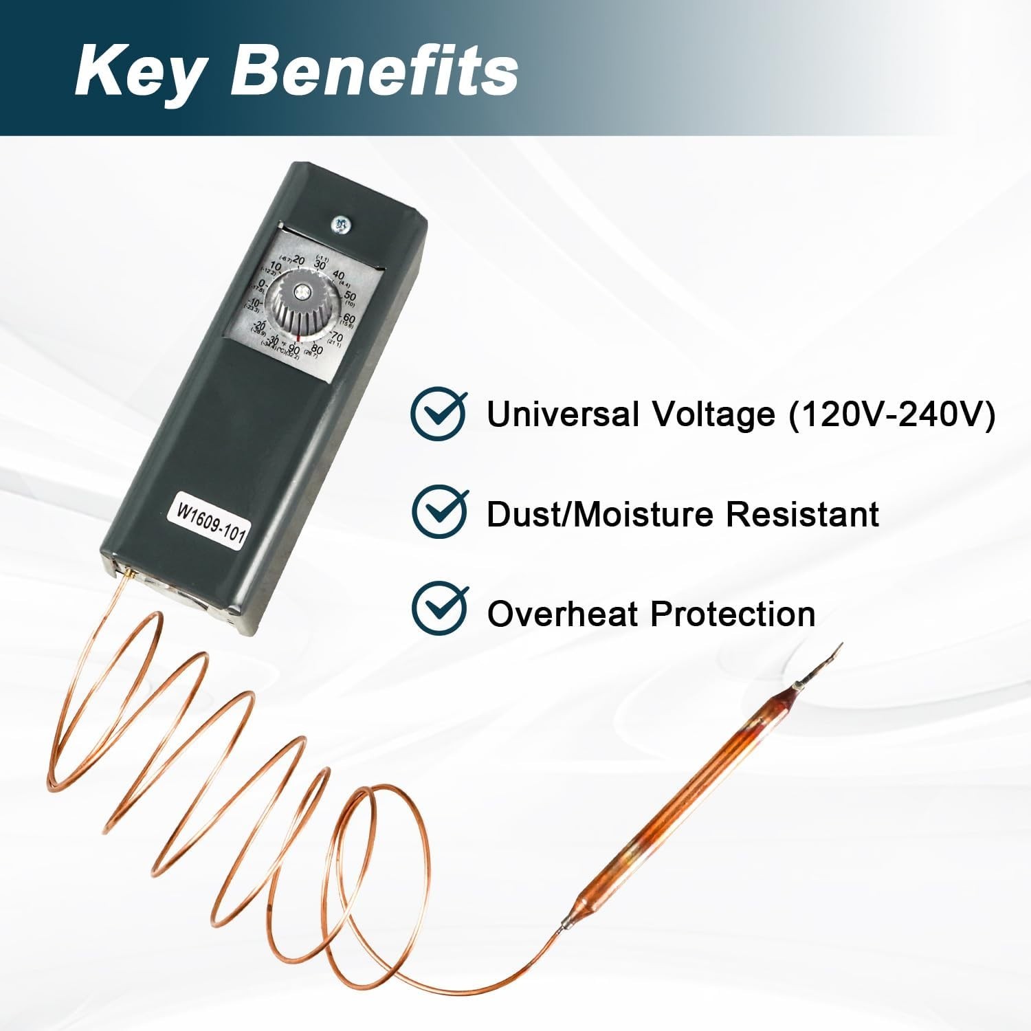 Manual Thermostat Temperature Controller with 5 Ft Capillary