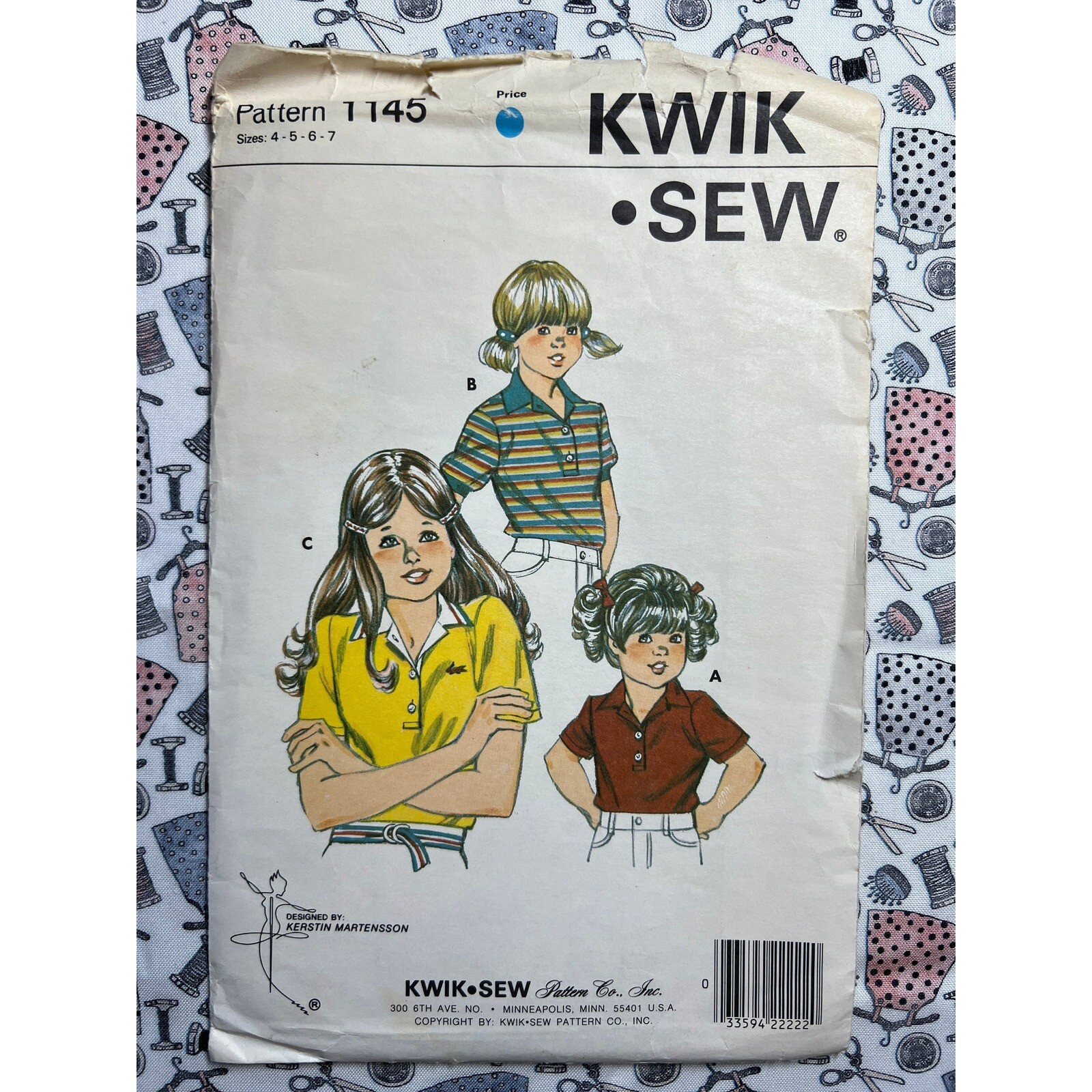 Kwik Sew Sewing Pattern 1145 Girls Shirt Size 4-7 Cut Complete to Size 7