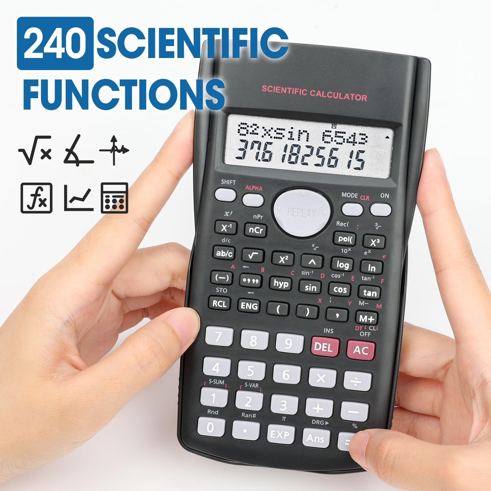 6 Pack Scientific Calculators Bulk, 2-Line Large Screen Display 240 Functions...