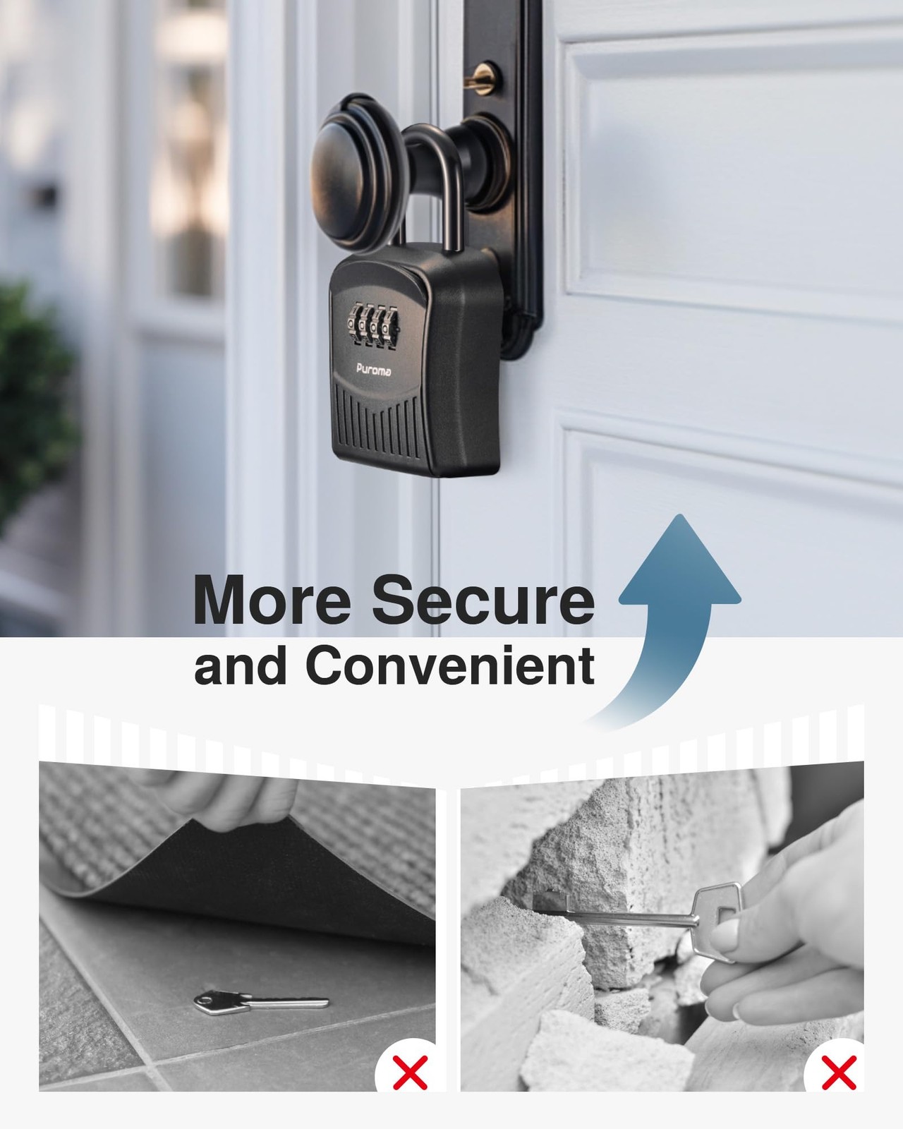 Lock Box Combination Key Lock Box Wall-Mounted Portable Storage Lockbox for K...