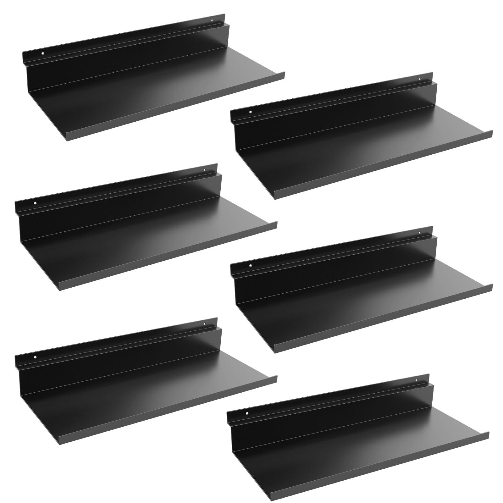 6 PCS Metal Slatwall Shelves Heavy Duty Garage Hanging Storage Black 12.5x5