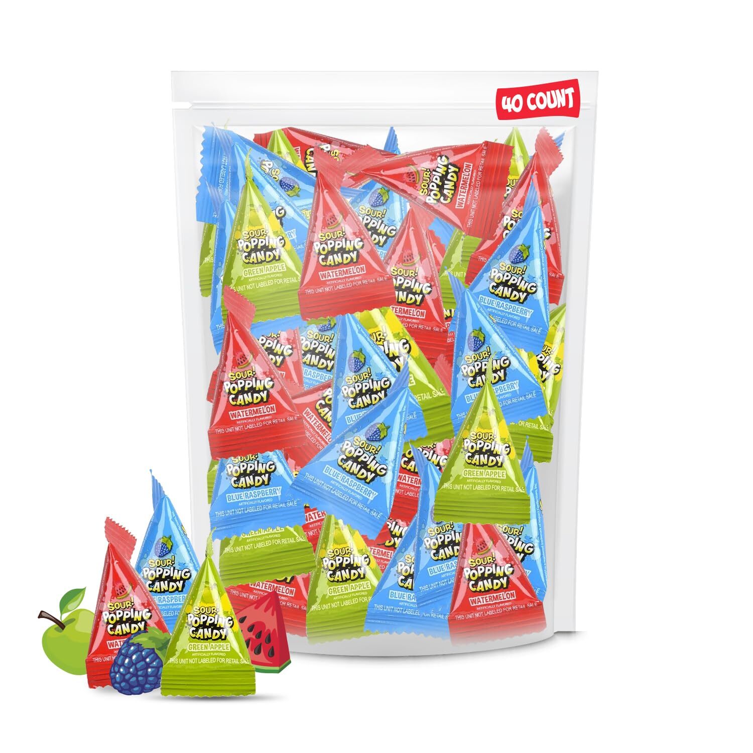 Warheads Sour Popping Candy Assorted Fruit Flavors, Bulk
