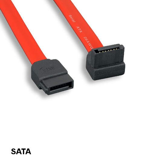 KNTK 3ft SATA Cable 7Pin Straight to 90° for Data Transfer PC HDD Motherboard