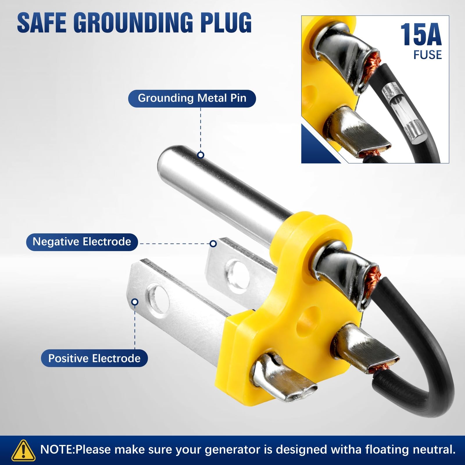WYM world 2 Pack Neutral Ground Bonding Plug for Portable 2pack, yellow