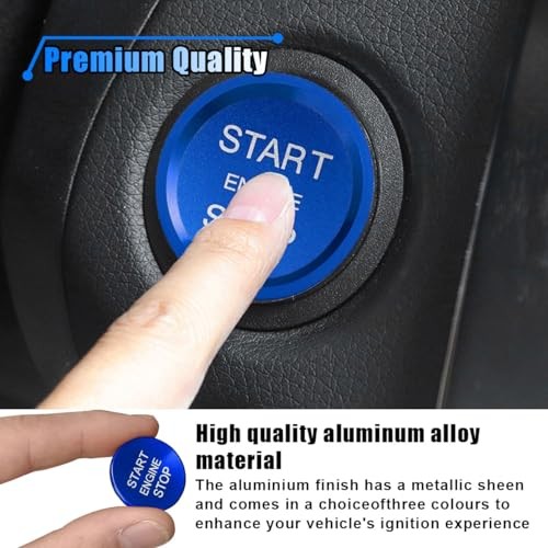 Car Engine Button Cover, Car One-Button Start Stop Push Button Decoration Blue