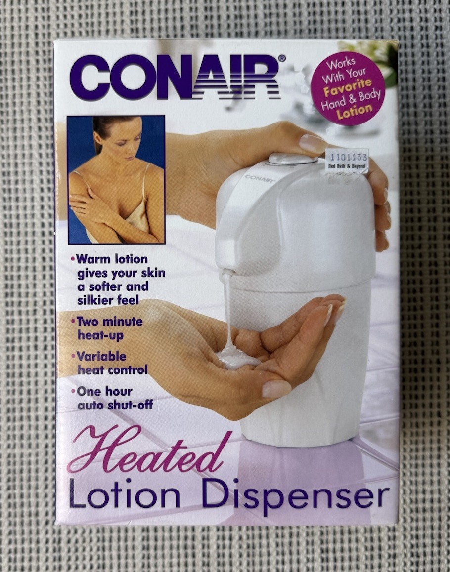 NEW Conair 16 oz Pearl White Heated Lotion Dispenser Variable Heat Portable