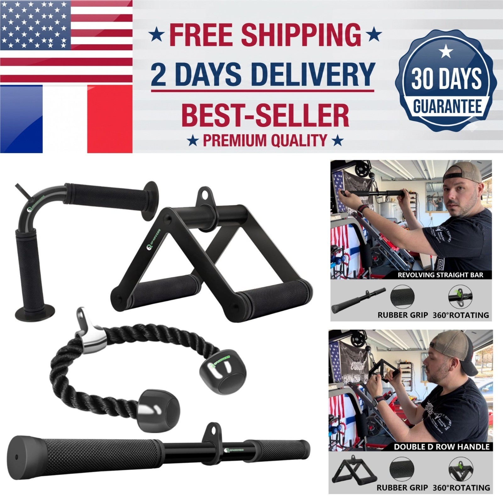 QPARVERS Cable Machine Attachment Set for Home Gym - LAT Pulldown Accessories
