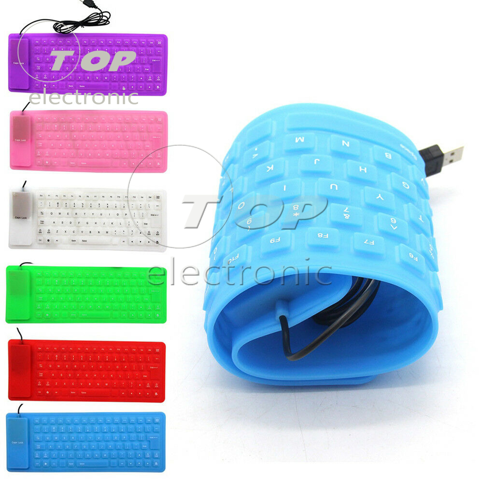 Portable 85Key Keyboard Silicone Waterproof Soft Flexible Foldable for Laptop PC