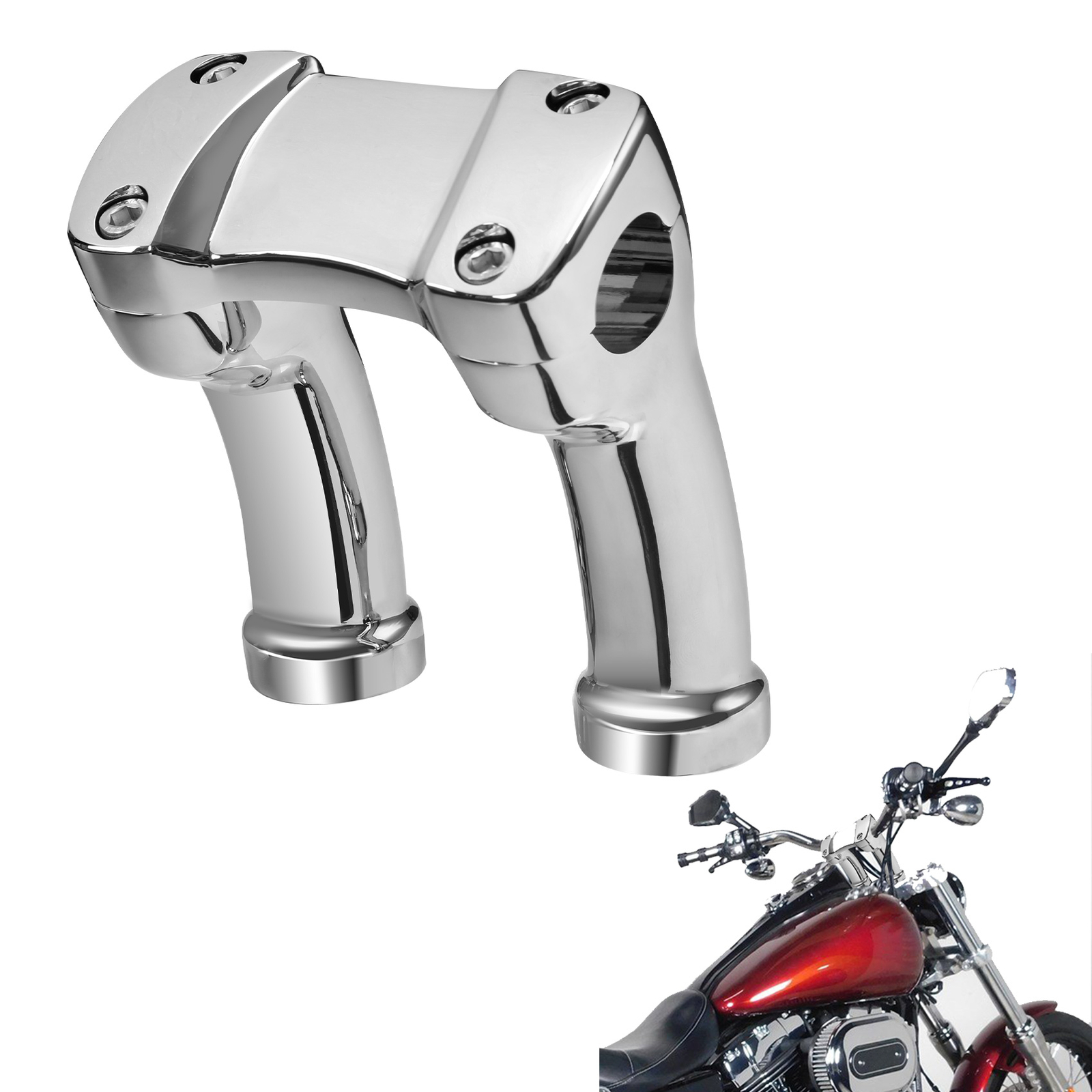 Chrome 4" Handlebar Riser 1.25" Bar Fit For Harley Softail Slim Dyna Aluminum