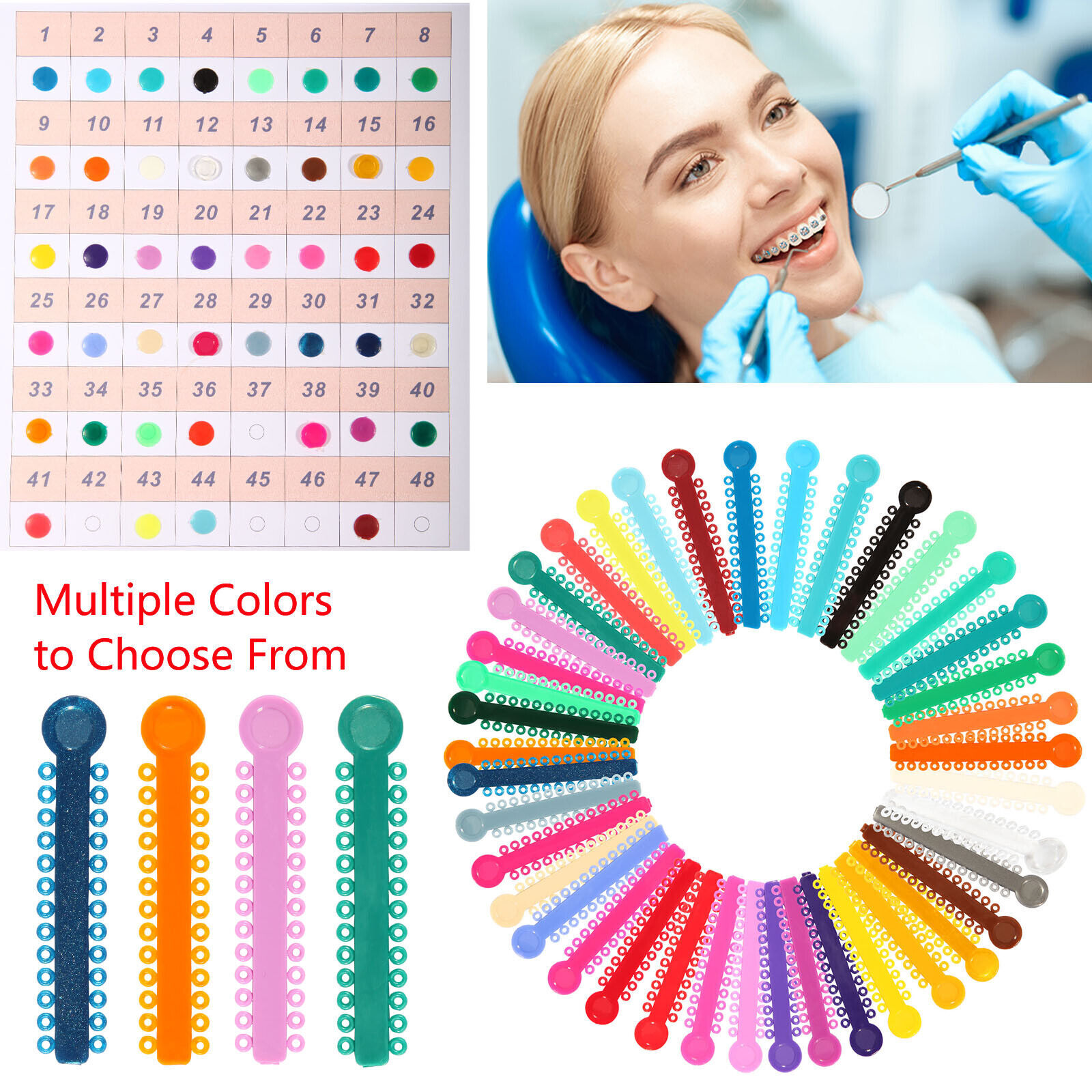 1040 Pcs Dental Orthodontic Ligature Ties Elastics Bands Rubber Ring Braces