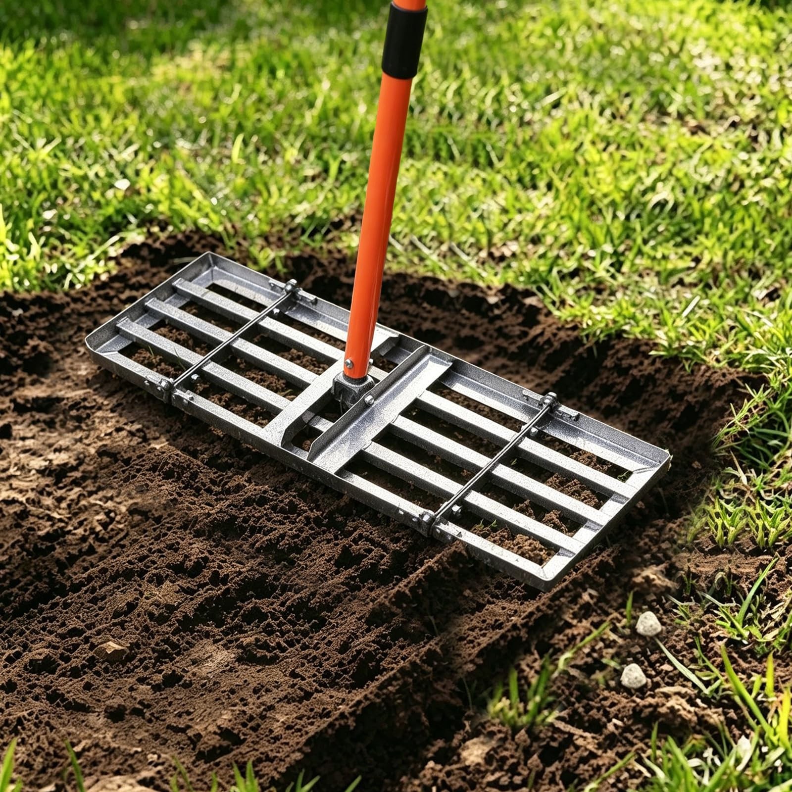 Heavy Duty Lawn Leveling Rake, 30" x 10" Stainless Steel Leveler Tool with 78...
