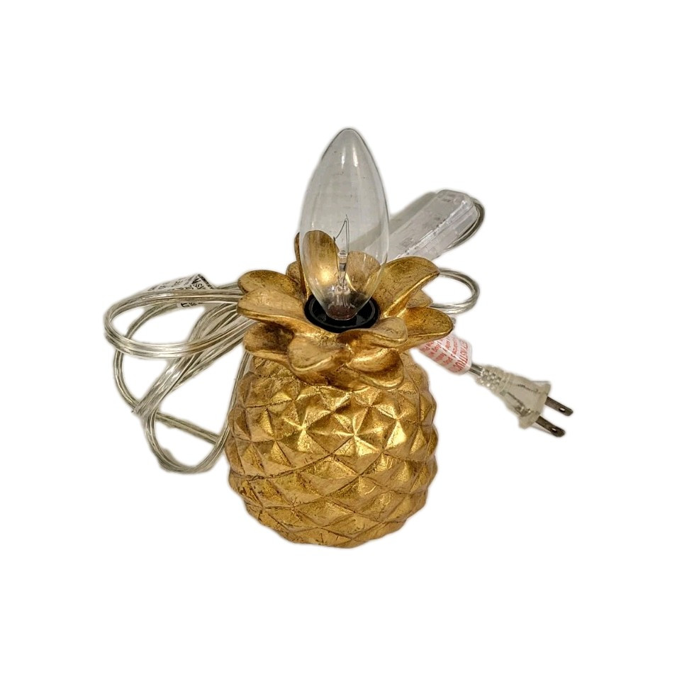 Small Goldtone Pineapple Plug In Table Light 5"