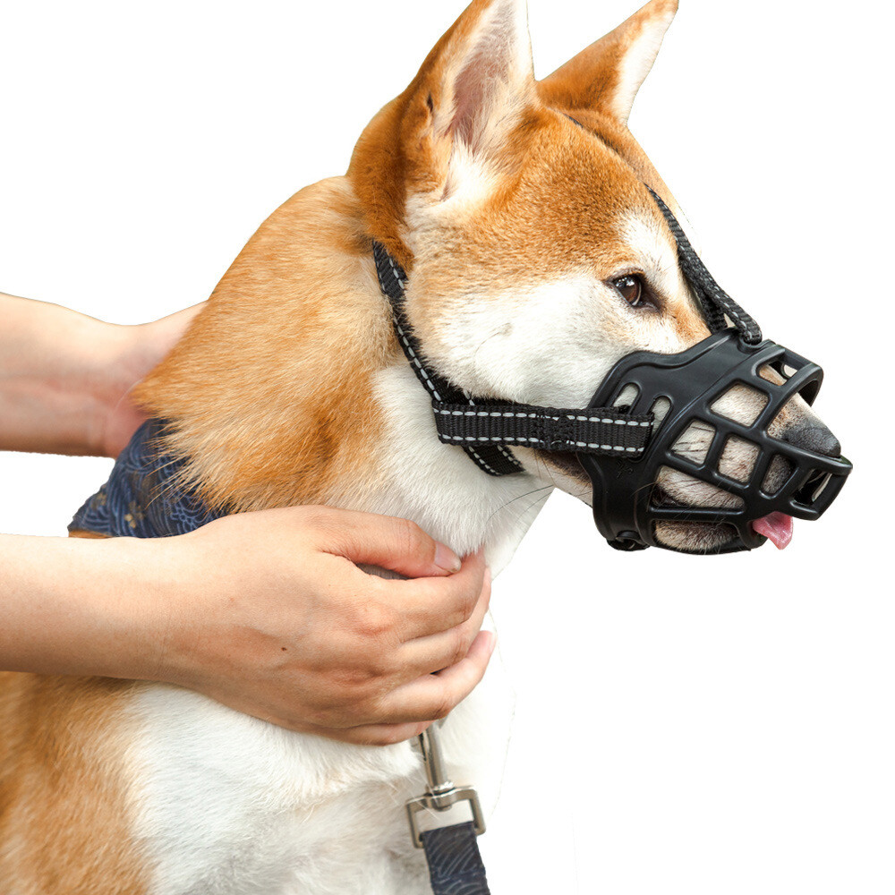 Pet Dog Rubber Basket Muzzle Mouth Cover Mesh Cage Anti Biting Barking Chewing