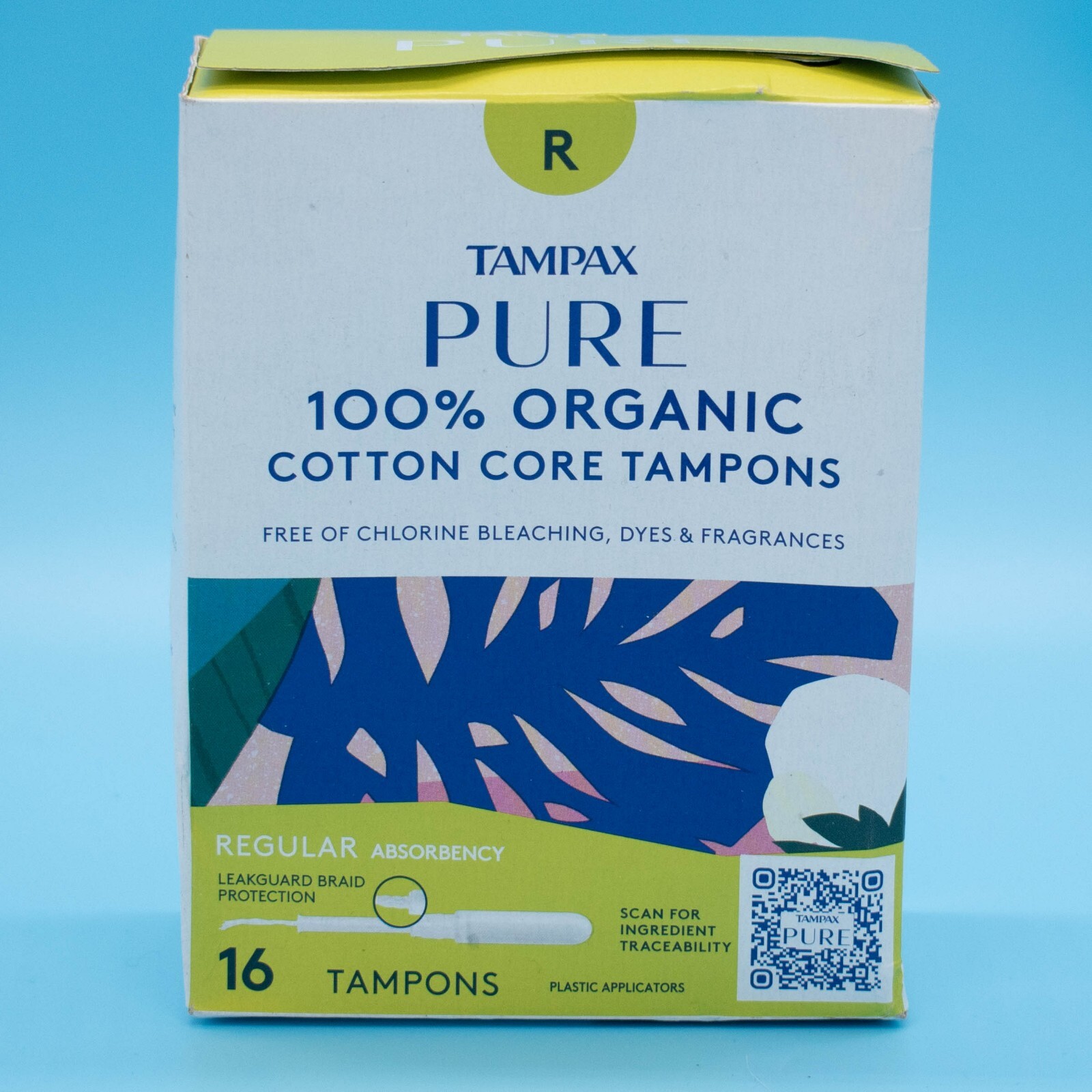 Tapax Pure 100% Organic Cotton Core Regular Absorbency 16 Tampons, Unopened box