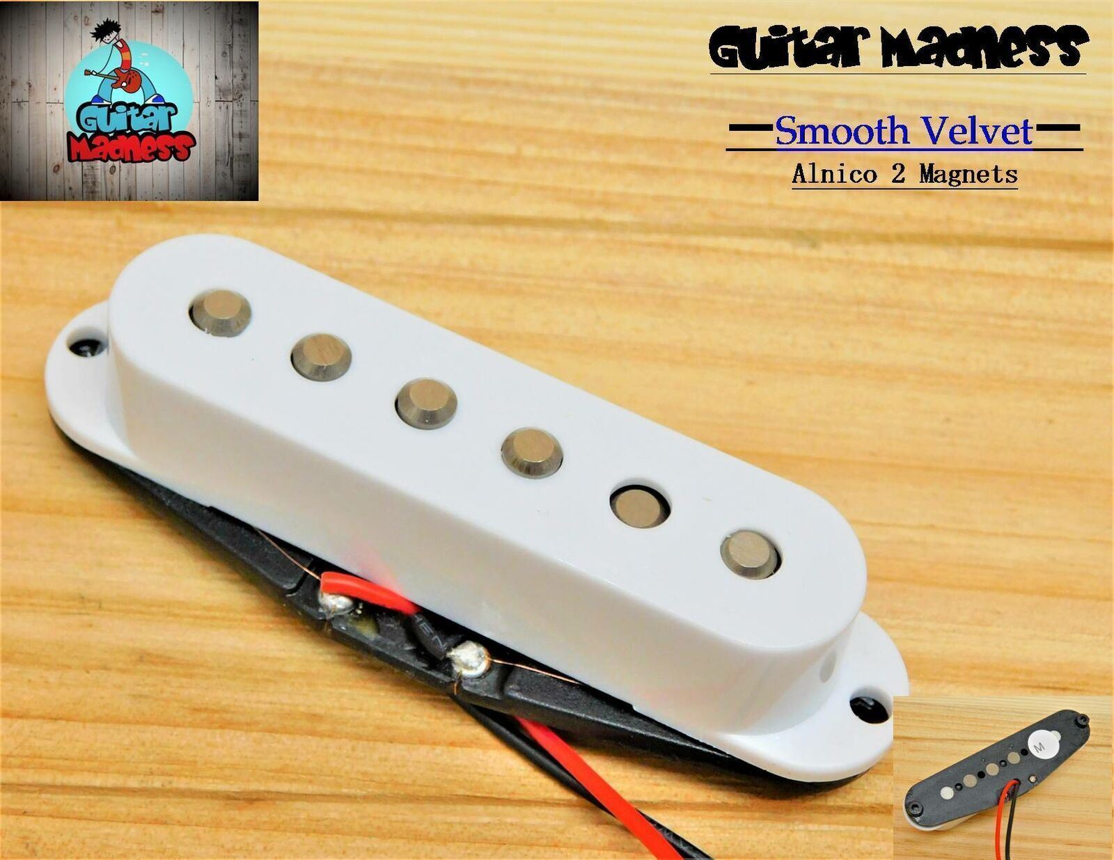G.M. Smooth Velvet  Alnico II Middle pickup RWRP (White) for Fender Stratocaster
