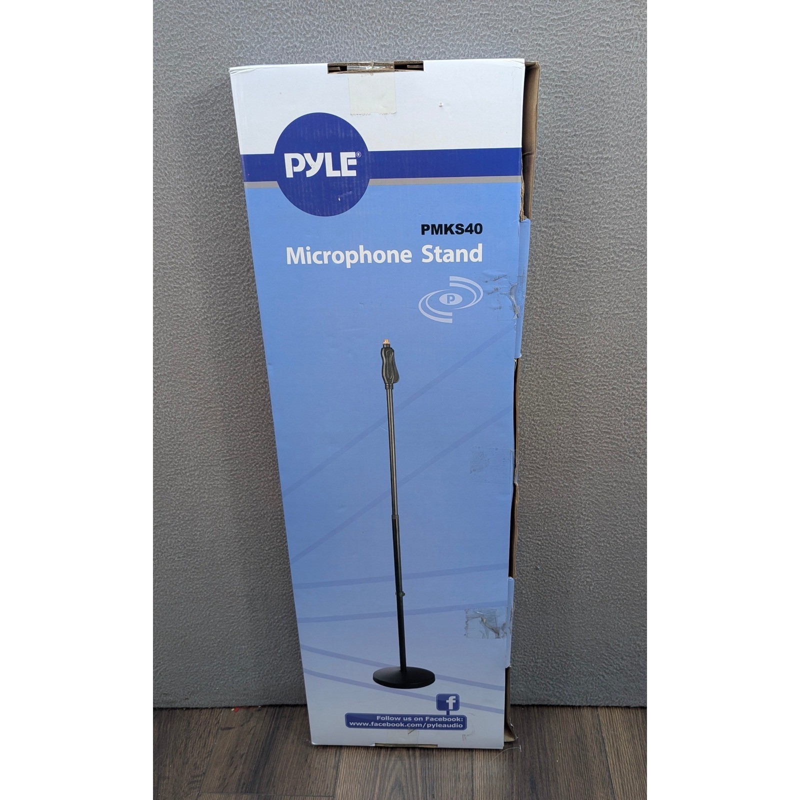 Pyle PMKS40 Microphone Stand Height Adjustable Round Base Quick Release w/ Box