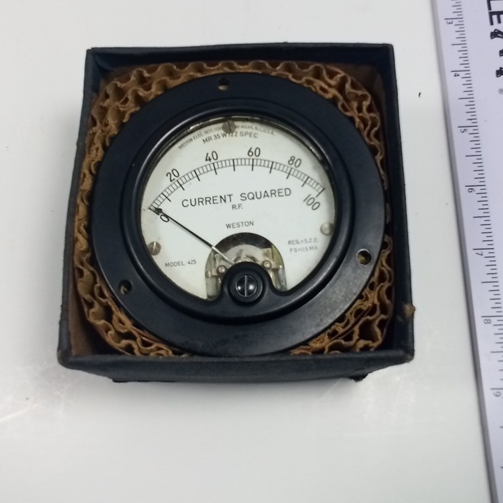 NOS Vintage Weston Round Panel Meter Milliamperes Model 425 with Box