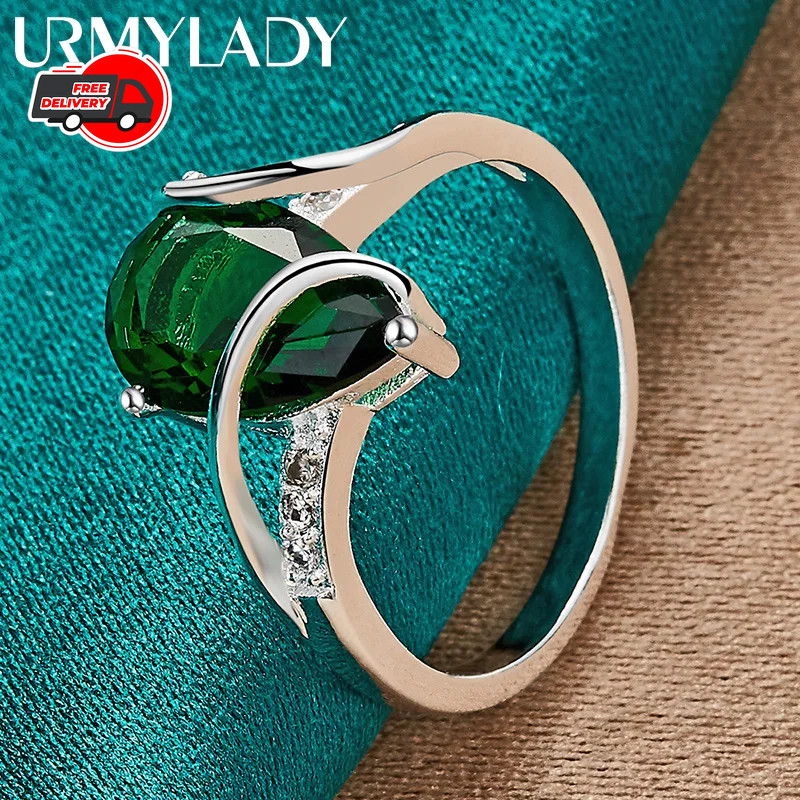 925 Sterling Silver Water Drop Turquoise 7-10# Ring For Women
