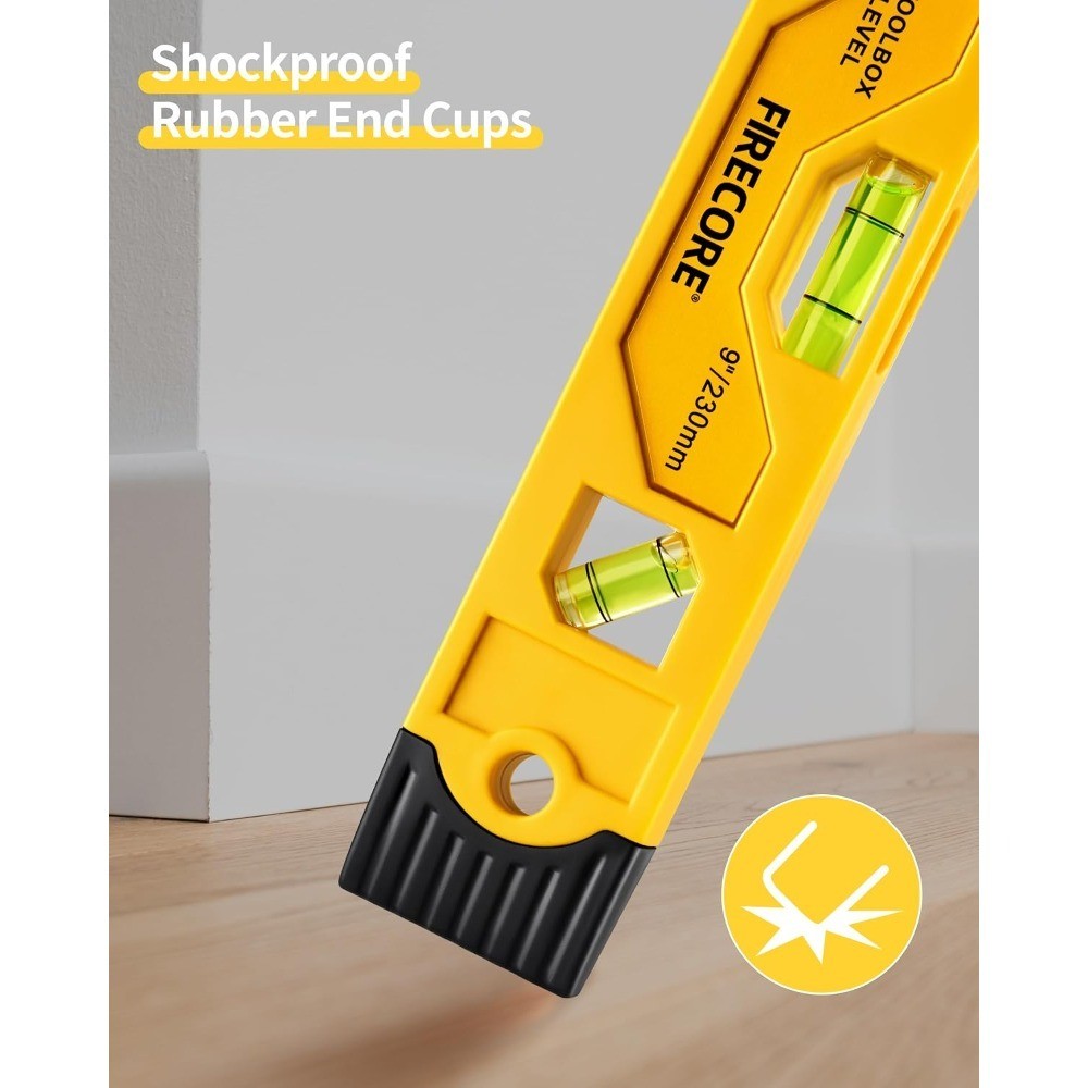 Torpedo Level Magnetic, 9 Inch Shockproof Small Leveler Tool with 3 Bubble