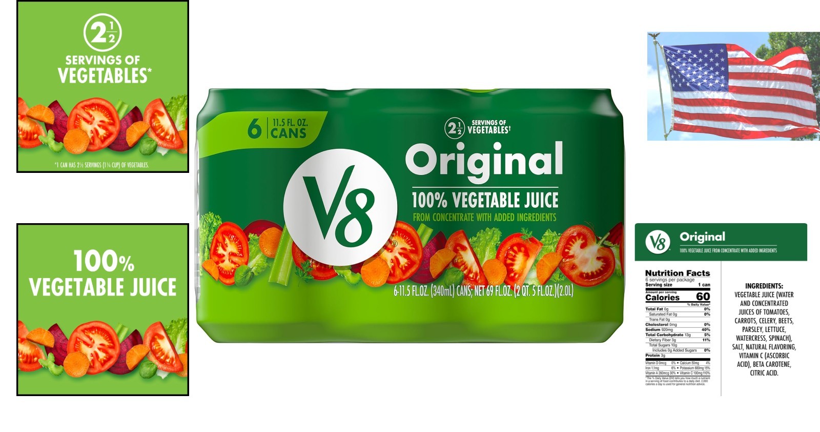 Convenient 6-Pack Vegetable Juice, Gluten-Free & Packed with Vitamins