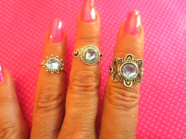 Blue crystal aztec toe ring set