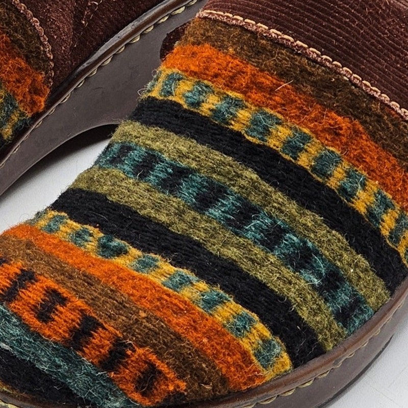 Born Kimmy Mule Clogs Womens 7 Multicolor Wool Leather Slip On Comfort Wedge