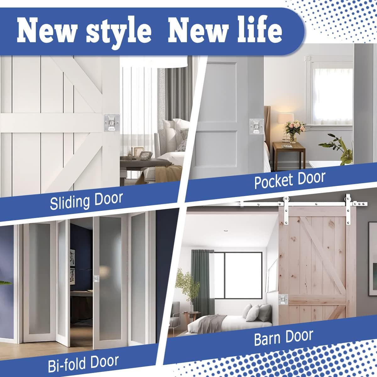 HOMOTEK Privacy Pocket Door Lock Hardware with Pull - Replace Old or Damaged Sli
