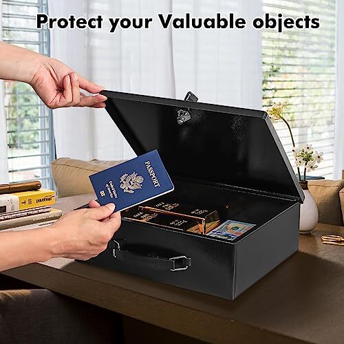 KYODOLED Fireproof Document Box with Key Lock Large Safe Storage Box for
