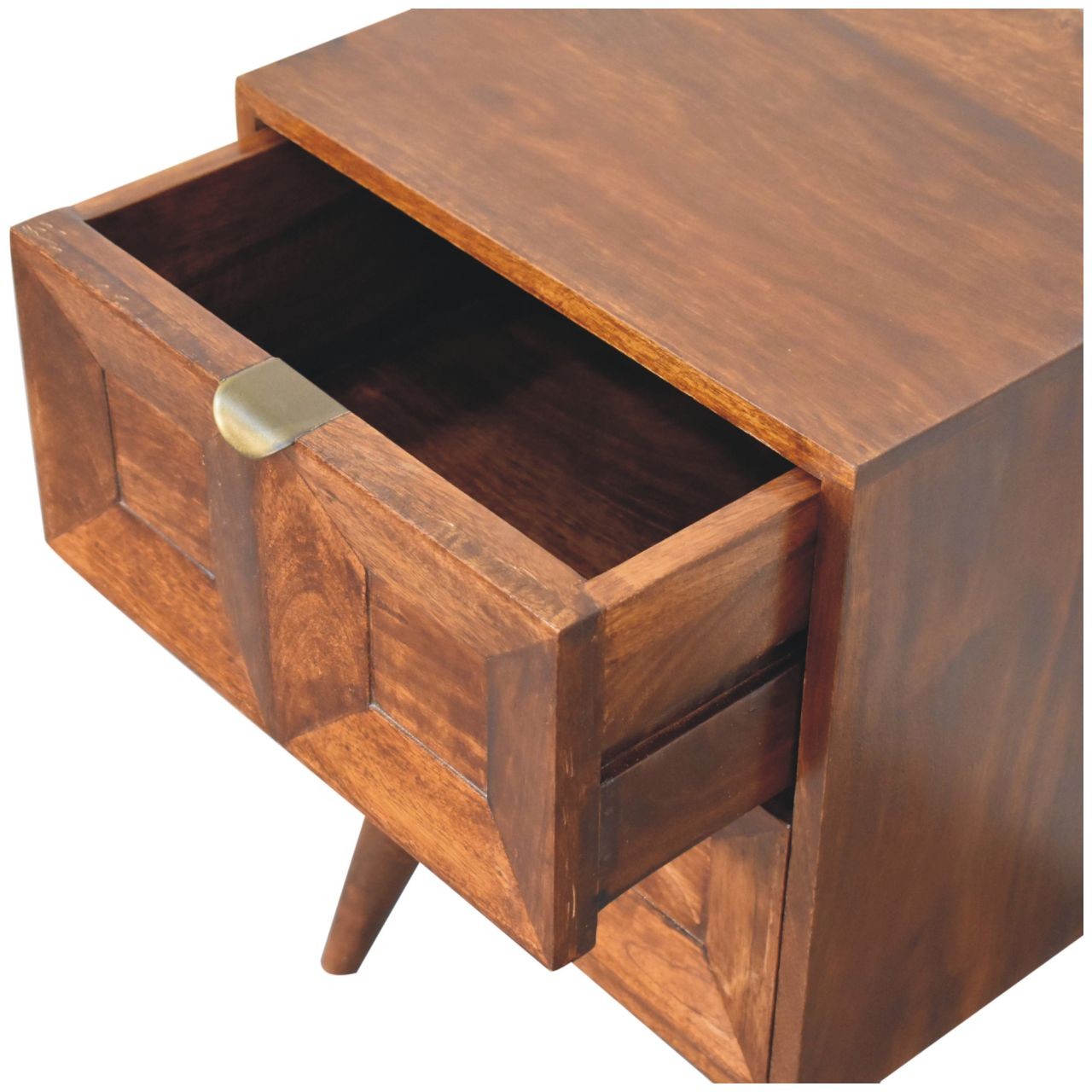 Solid wood Quad Nightstand, 2-Drawers, Dark Brown,elegant nightstand table