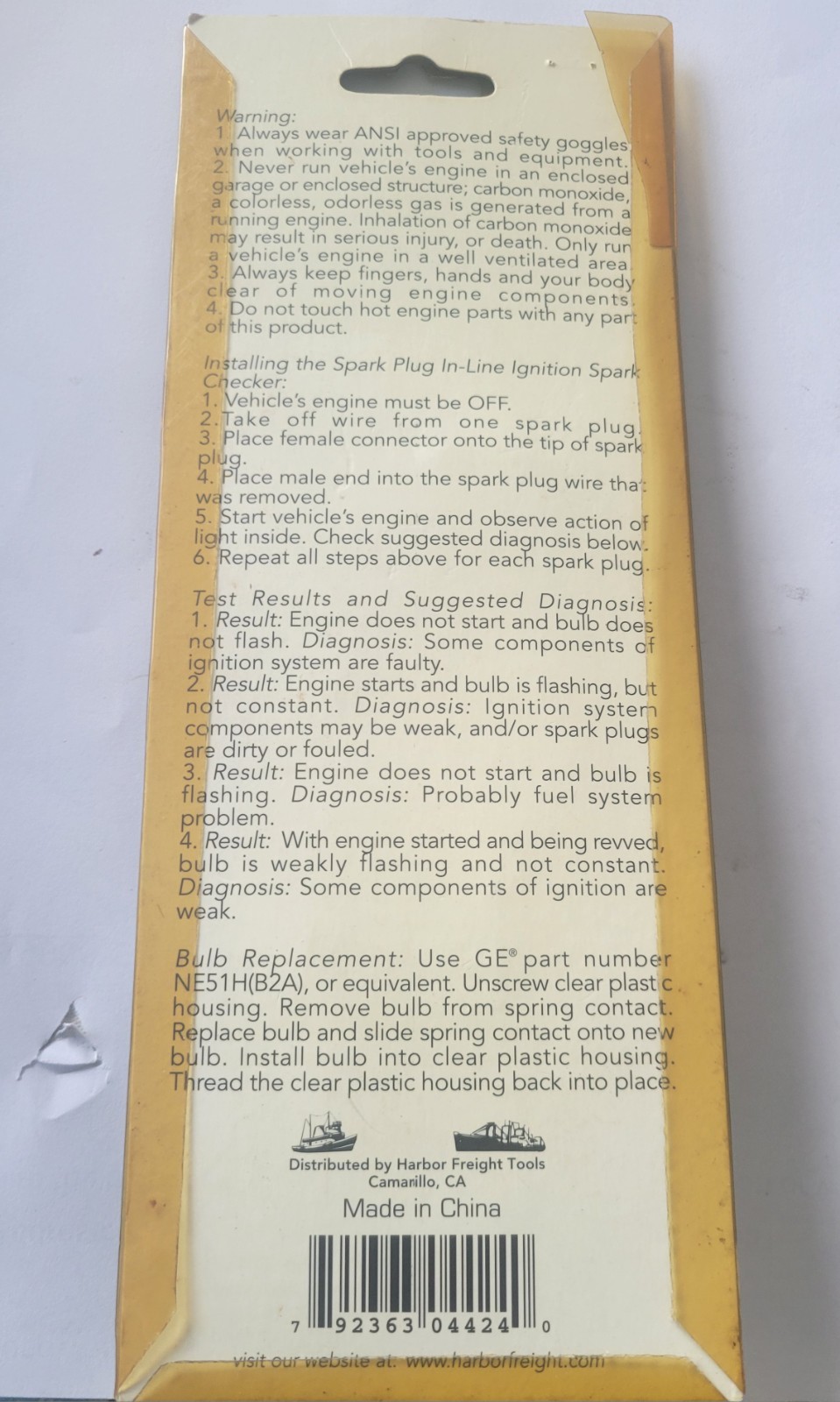In-Line Ignition Spark Checker From Harbor Freight (Item. 04424) New