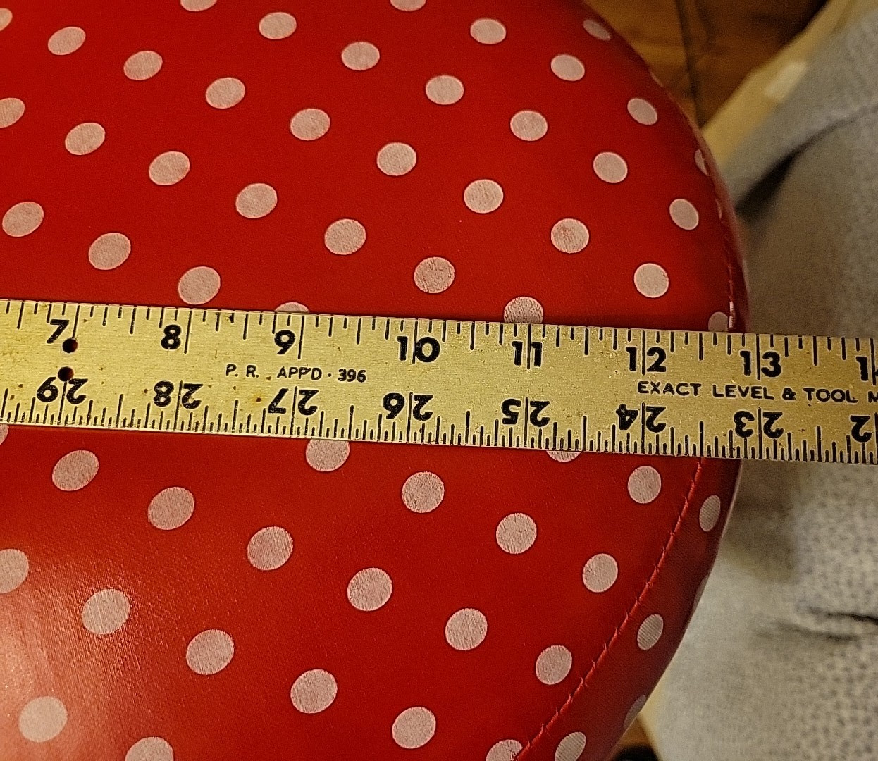 Polka Dot Padded Vinyl Mushroom Toadstool 13" x 13" x 9"