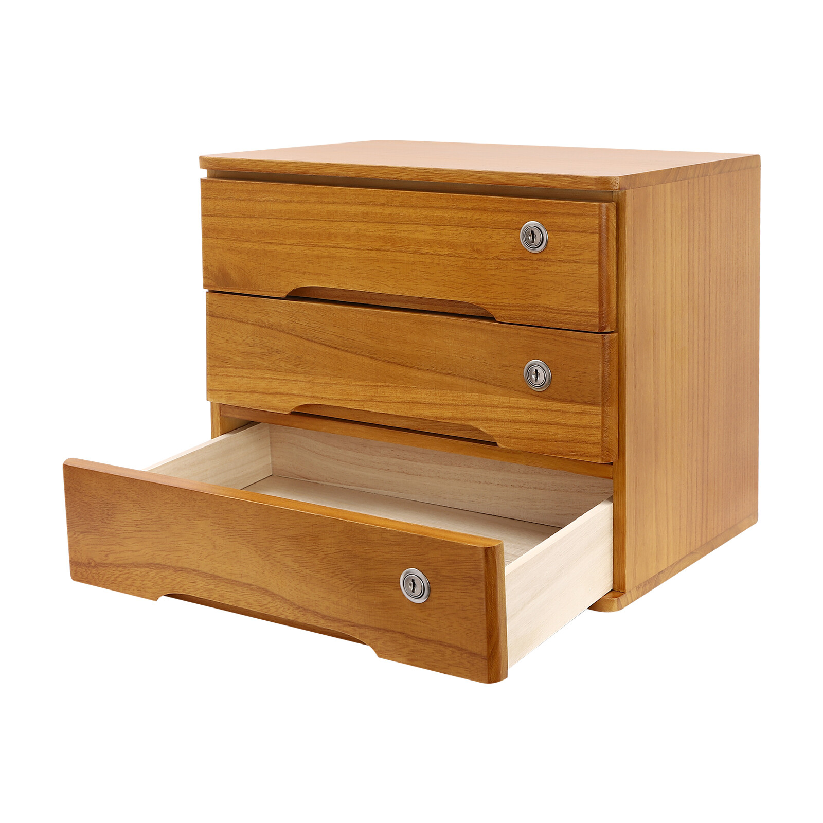 Wooden Desktop Storage Cabinet Desktop Storage Box with Lockable Drawers