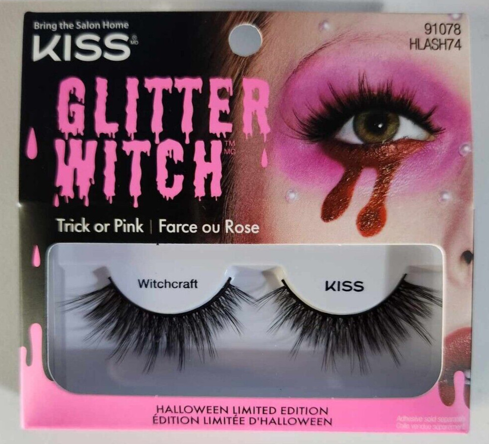 Kiss Trick or Pink Fake Eye Lashes, Halloween Limited Edition: Glitter Witch