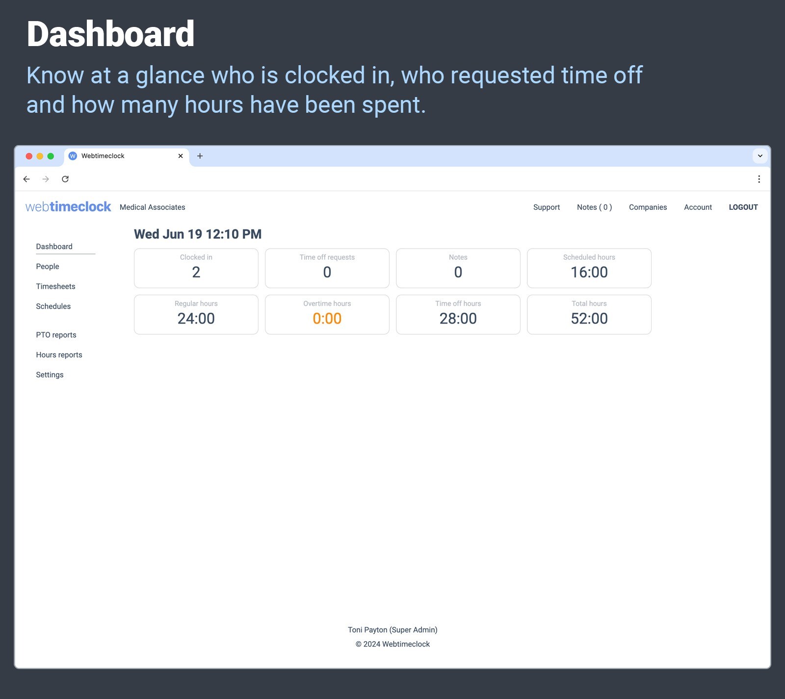 Compumatic PIN + RFID Time Clock, Ethernet WiFi Web Based Cloud Hosted Real-Time