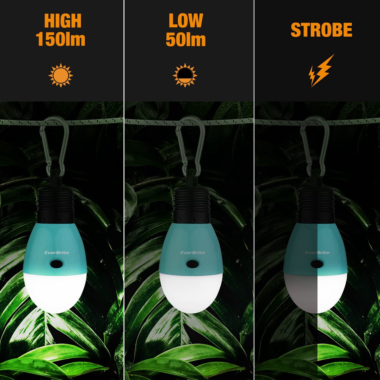 Rechargeable Camping Light 2PC Tent Lantern Hanging Tent Light Bulb 3 Light Mode
