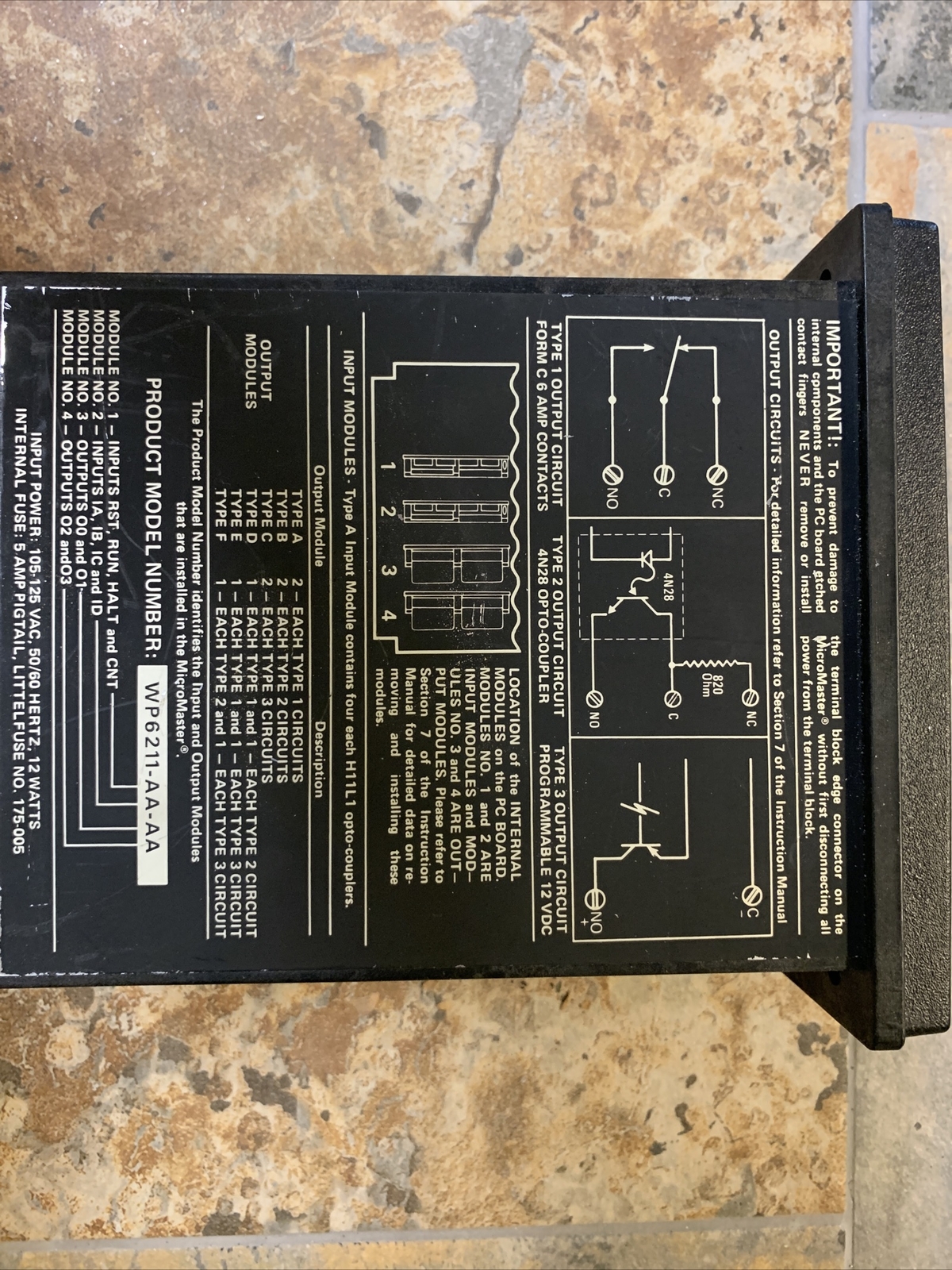 Minarik MicroMaster WP6211-AA-AA PLC Controller, WP6211AAAA, WP6211, 424537 