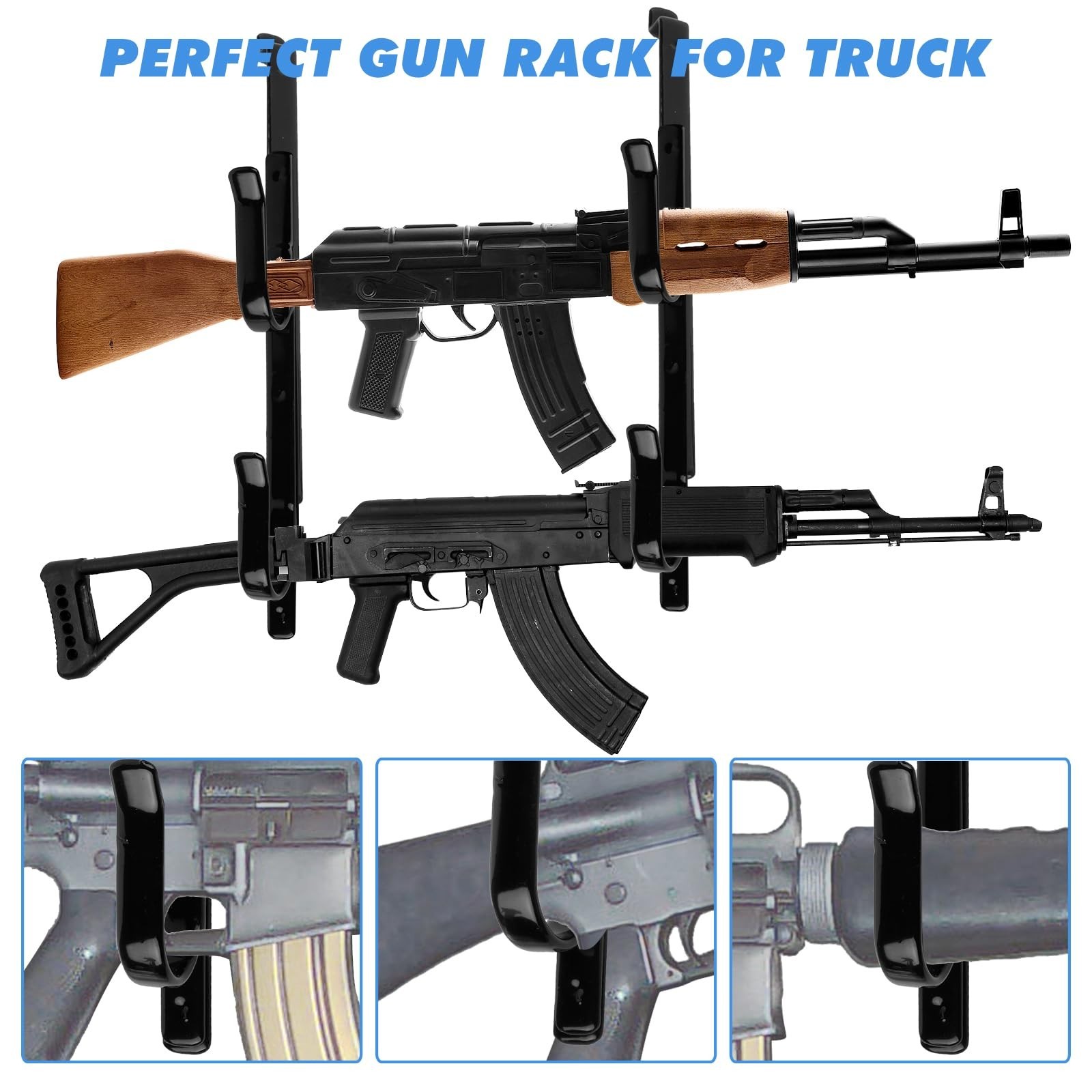 2 Truck Rear Window Rifle Shotgun Gun Holder Rack Vehicle Pickup Mount Back Tool