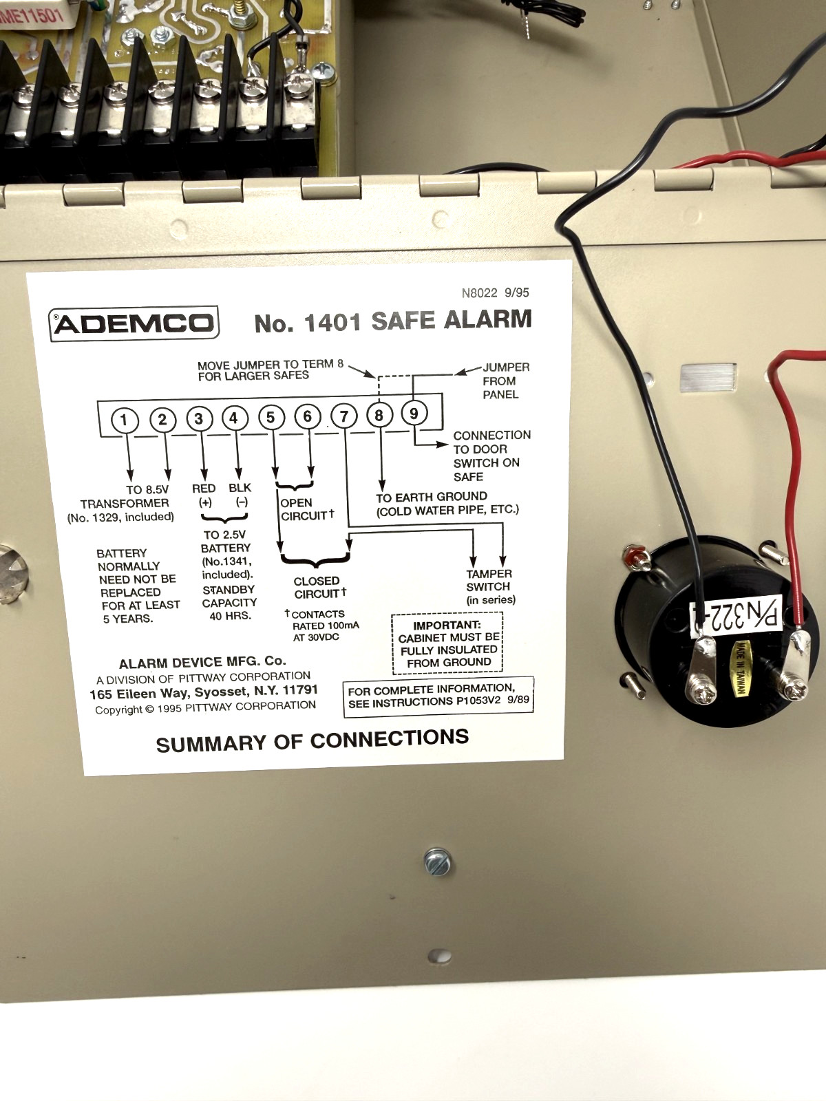 Ademco 1401 Proximity Safe Alarm