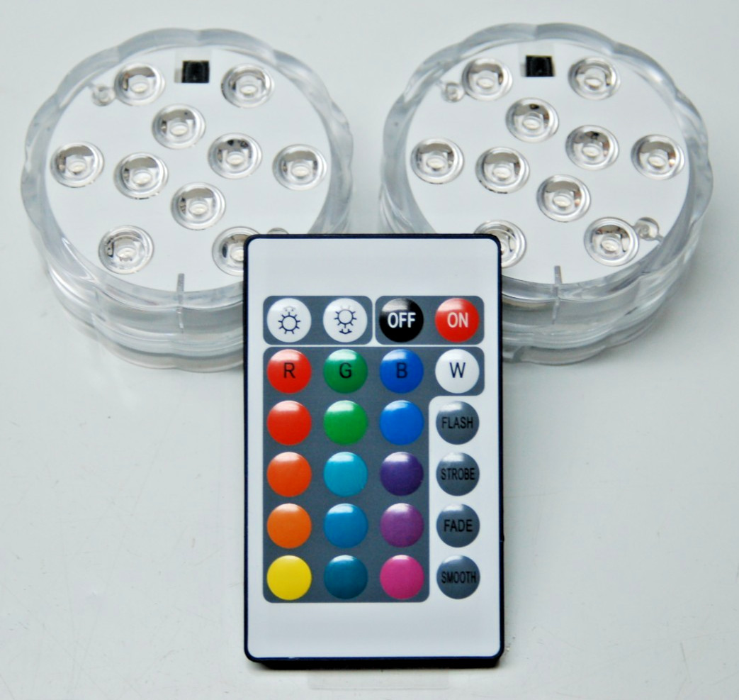 RoHS Submersible 16 Color LED Multi Color Puck Lights with remote - New Open Box