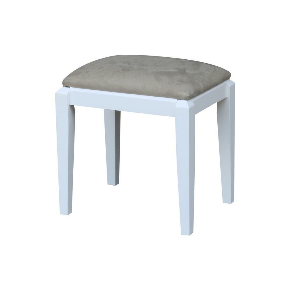 International Concepts Vanity Bench White Backless Upholstered Seat Solid Wood