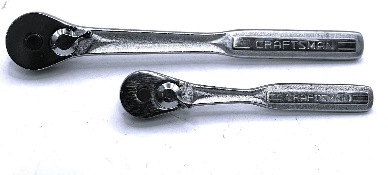 2pc Lot Vintage Craftsman V-43784 V-44985 1/2" & 3/8" Drive Ratchet - Exc USA