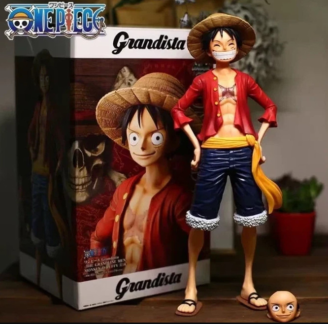 One Piece Luffy 28cm Anime Figure 3 Face Change Action Doll Toy No Box