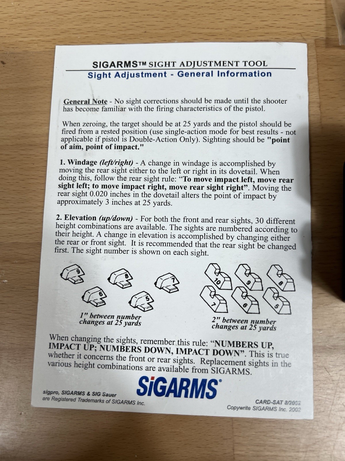 SIGARMS Sight Adjustment Tool USP097